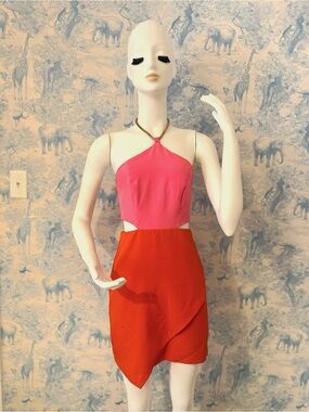Summer Cocktail Wedding Guest Halter Mini Dress S • worn once